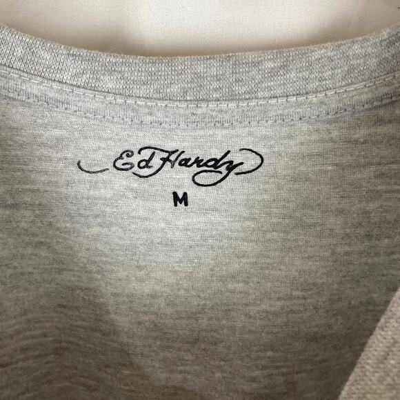 Ed Hardy Men's Tiger Short Sleeve Gray Shirt Crew Neck Size M - Picture 4 of 8